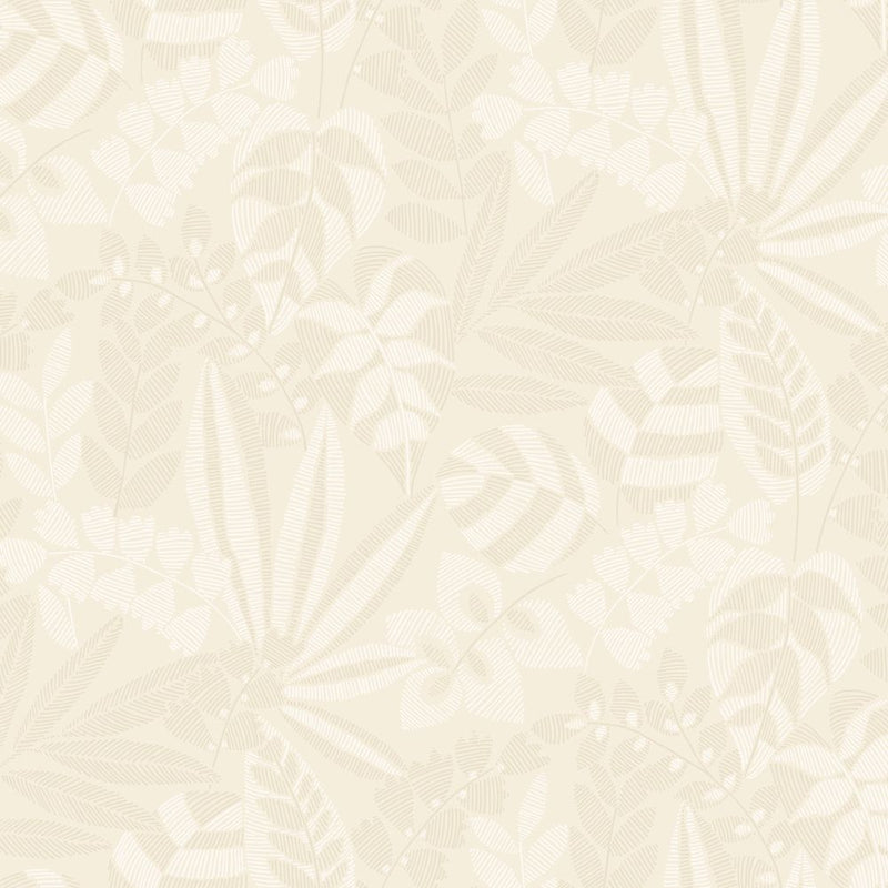 media image for Botanica Striped Leaves Wallpaper in Sand Dune and Ivory from the Boho Rhapsody Collection by Seabrook Wallcoverings 210