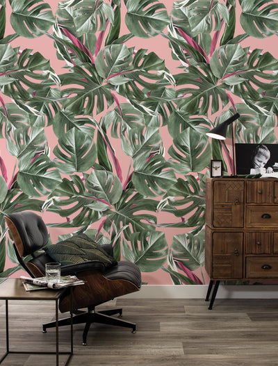 product image for Botanical Wallpaper Monstera Pink by KEK Amsterdam 40