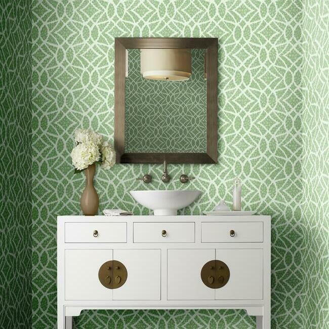 media image for Boxwood Garden Wallpaper in Green from the Grandmillennial Collection by York Wallcoverings 269