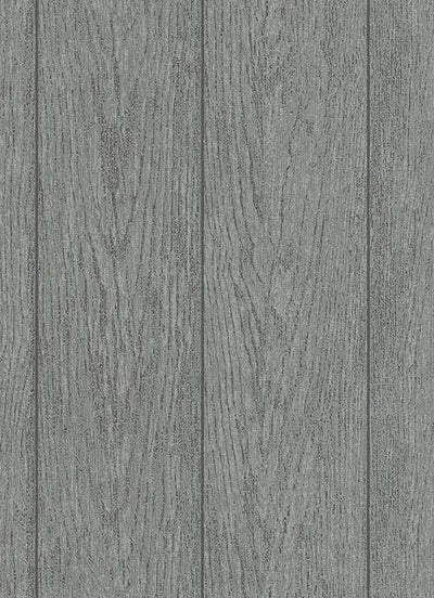 product image of Brennan Faux Wood Wallpaper in Grey and Black design by BD Wall 55
