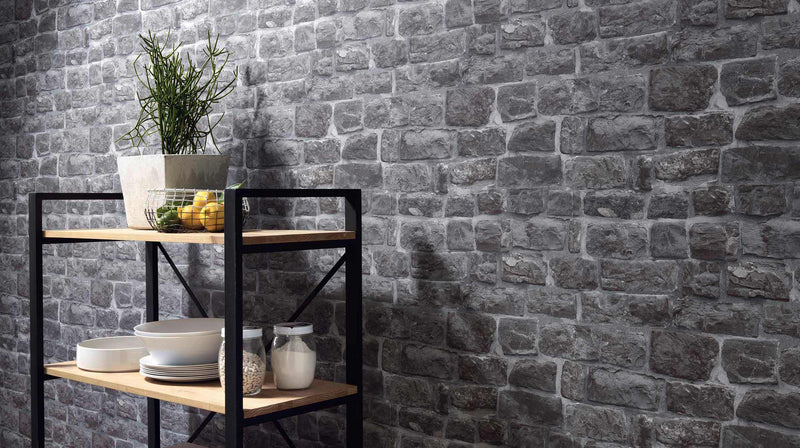 media image for Briana Faux Brick Wallpaper in Grey and Black design by BD Wall 255