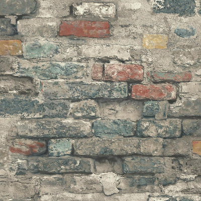 product image of Brick Alley Peel & Stick Wallpaper in Blue by RoomMates for York Wallcoverings 584