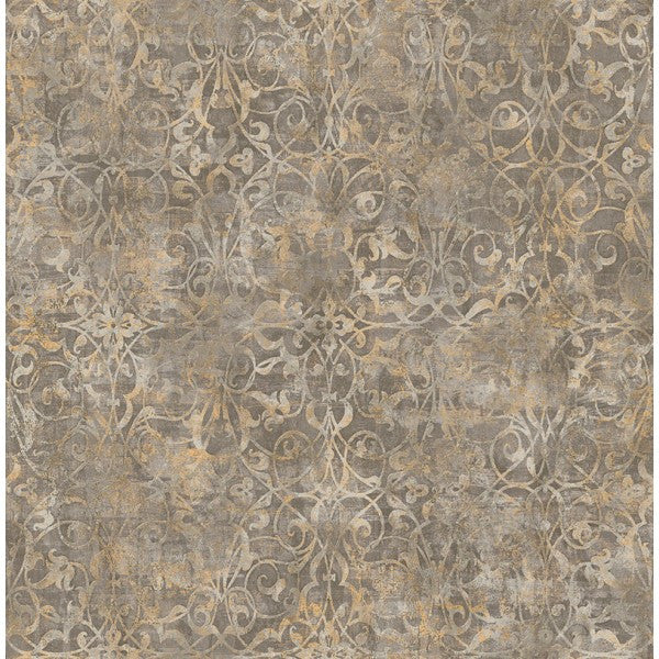 media image for Brilliant Scroll Wallpaper in Grey and Neutrals by Seabrook Wallcoverings 248