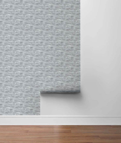 product image for Brushed Metal Tile Peel-and-Stick Wallpaper in Silver by NextWall 47