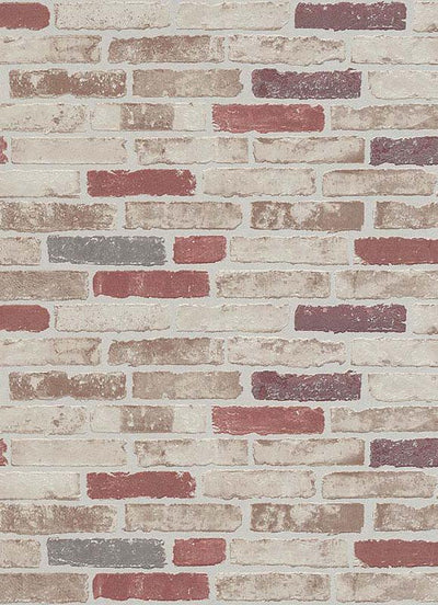 product image of Bryce Faux Brick Wallpaper in Beige, Red, and Brown design by BD Wall 597