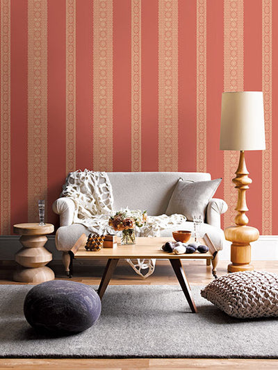 product image for Brynn Coral Paisley Stripe Wallpaper from the Kismet Collection by Brewster Home Fashions 68