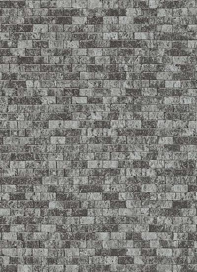 product image for Brynn Faux Brick Wallpaper in Black and Silver design by BD Wall 3