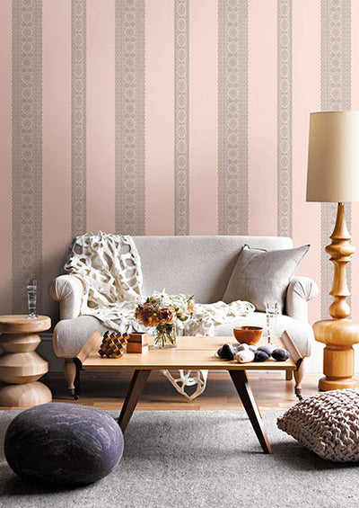 product image for Brynn Grey Paisley Stripe Wallpaper from the Kismet Collection by Brewster Home Fashions 85