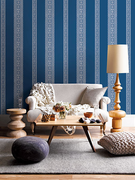 media image for Brynn Indigo Paisley Stripe Wallpaper from the Kismet Collection by Brewster Home Fashions 260