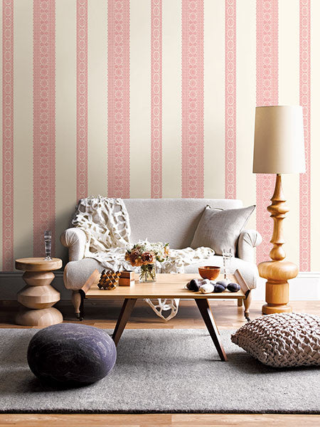 media image for Brynn Pink Paisley Stripe Wallpaper from the Kismet Collection by Brewster Home Fashions 254
