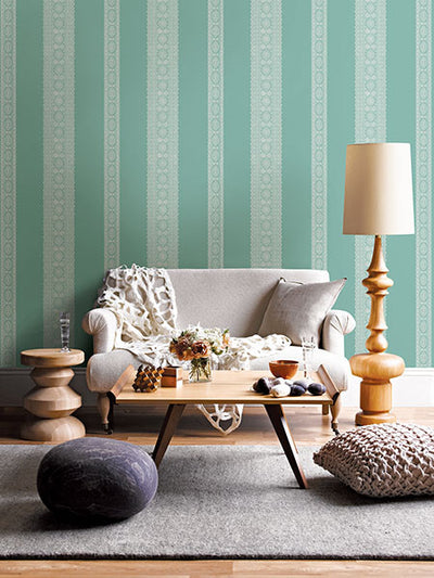 product image for Brynn Turquoise Paisley Stripe Wallpaper from the Kismet Collection by Brewster Home Fashions 15