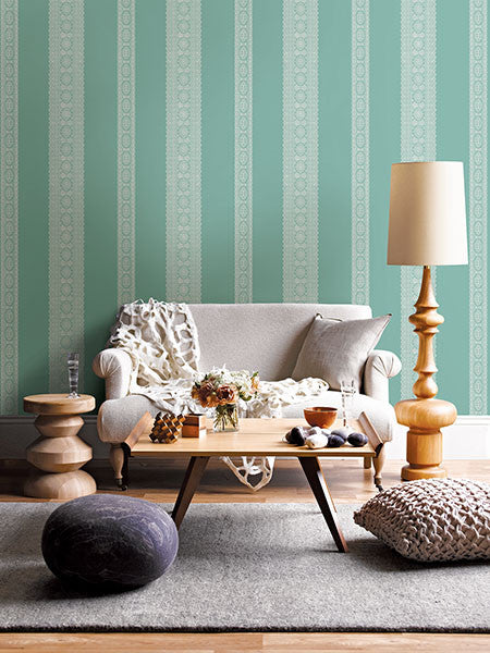 media image for Brynn Turquoise Paisley Stripe Wallpaper from the Kismet Collection by Brewster Home Fashions 234
