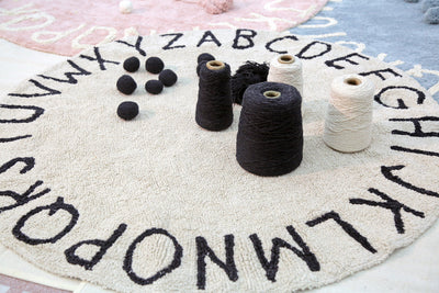 product image for round abc rug in natural black design by lorena canals 8 21
