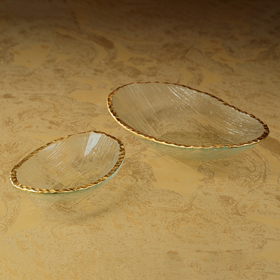product image for cassiel clear bowls w jagged gold rim set of 3 by zodax ch 5763 2 1