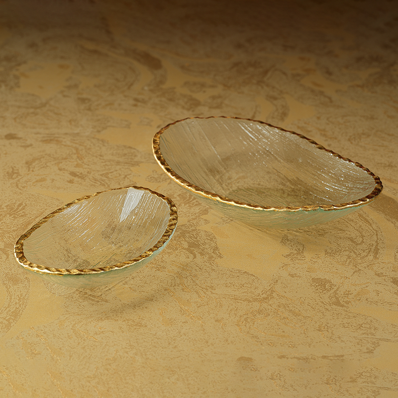 media image for cassiel clear bowls w jagged gold rim set of 3 by zodax ch 5763 2 215