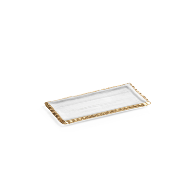 product image of clear textured rectangular tray with jagged gold rim 1 544