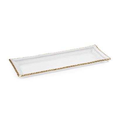 product image for clear textured rectangular tray with jagged gold rim 3 77
