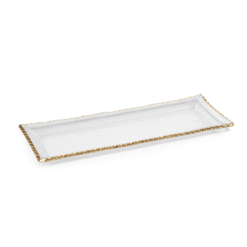 media image for clear textured rectangular tray with jagged gold rim 3 238
