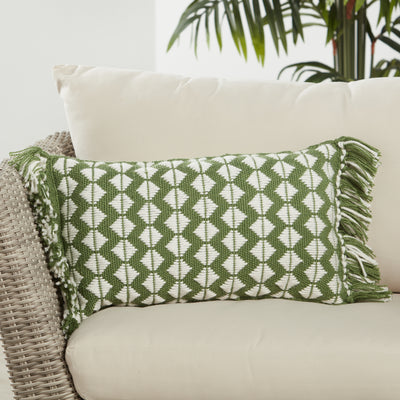 product image for Chesa Perdita Indoor/Outdoor Green & Ivory Pillow 4 75