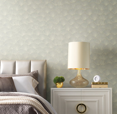 product image for Luminous Ginkgo Light Grey Wallpaper from the Modern Artisan II Collection by Candice Olson 11