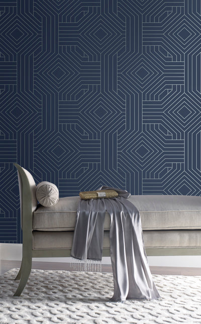 product image for Diverging Diamonds Navy Wallpaper from the Modern Artisan II Collection by Candice Olson 37