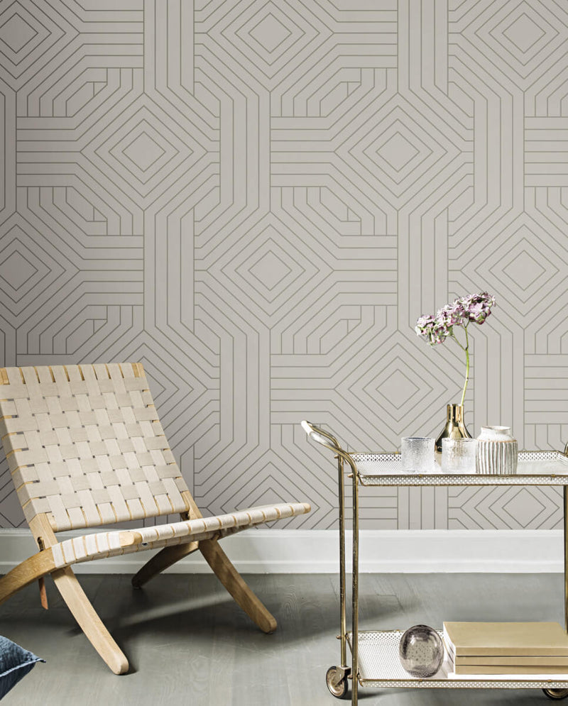 media image for Diverging Diamonds Taupe Wallpaper from the Modern Artisan II Collection by Candice Olson 297