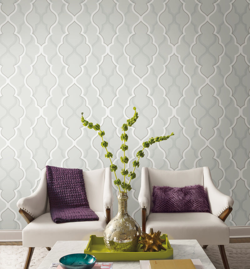 media image for Double Damask Silver Wallpaper from the Modern Artisan II Collection by Candice Olson 210