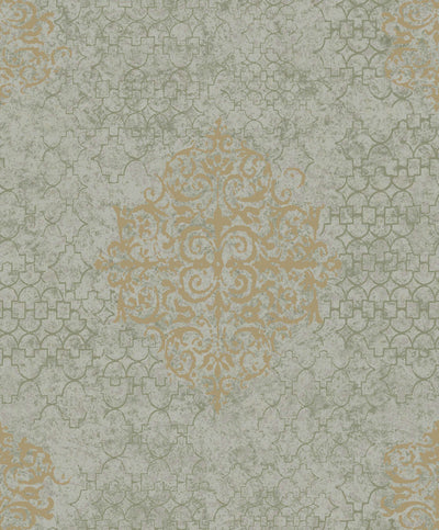 product image of Damask Mottled Wallpaper in Grey/Gold 556