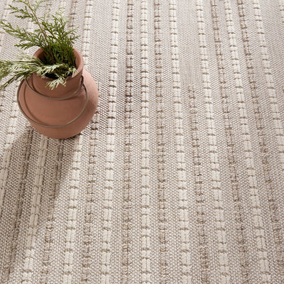 product image for Continuum Theorem Outdoor Striped Taupe Cream Rug By Jaipur Living Rug157315 5 8