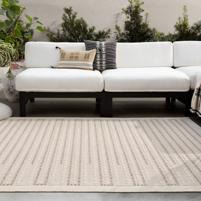 product image for Continuum Theorem Outdoor Striped Taupe Cream Rug By Jaipur Living Rug157315 6 0