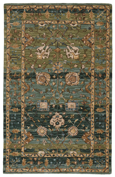 product image of ahava handmade oriental green blue rug by jaipur living 1 526