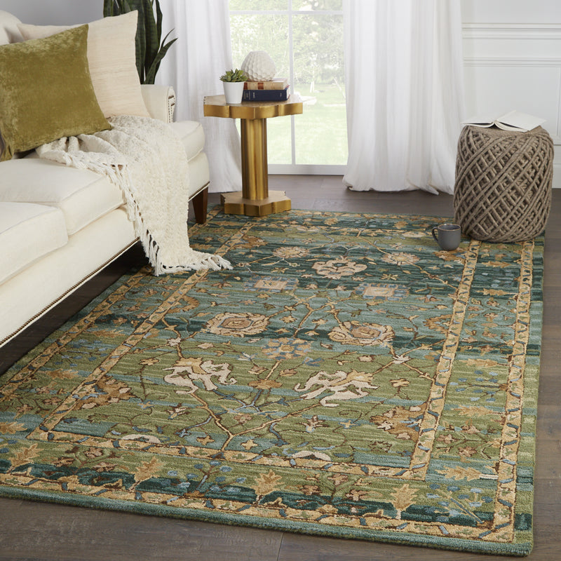 media image for ahava handmade oriental green blue rug by jaipur living 5 249