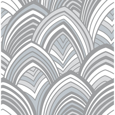 product image of cabarita art deco flocked leaves wallpaper in grey from the pacifica collection by brewster home fashions 1 568