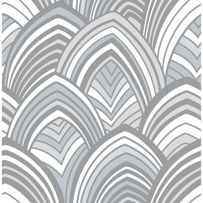 media image for cabarita art deco flocked leaves wallpaper in grey from the pacifica collection by brewster home fashions 1 287
