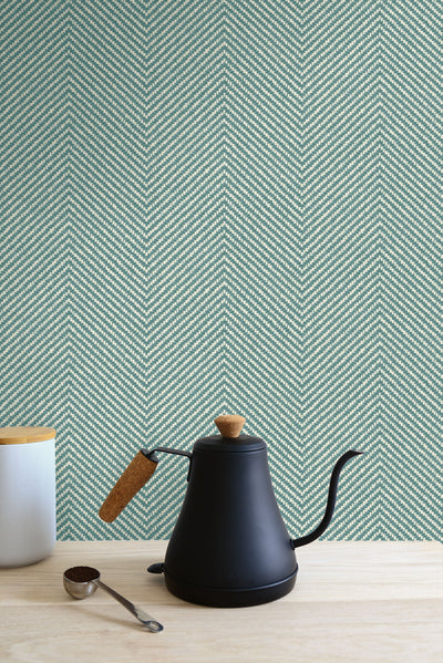 product image for Cafe Chevron Wallpaper in Aqua from the More Textures Collection by Seabrook Wallcoverings 25