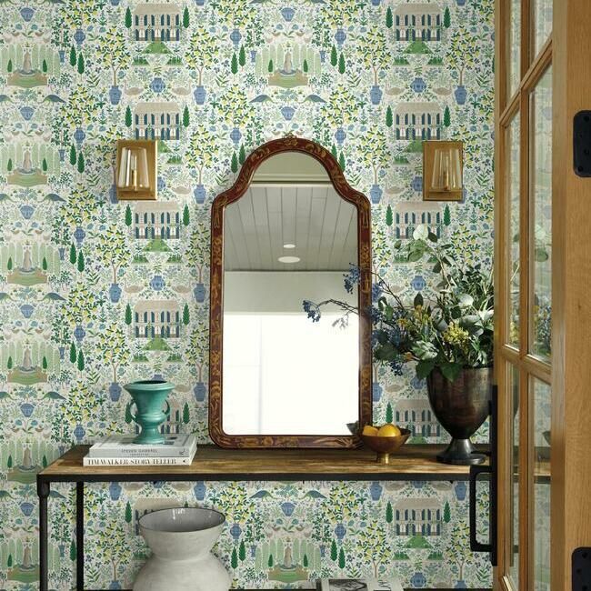 media image for Camont Wallpaper in Blue-Green from the Rifle Paper Co. Collection by York Wallcoverings 218