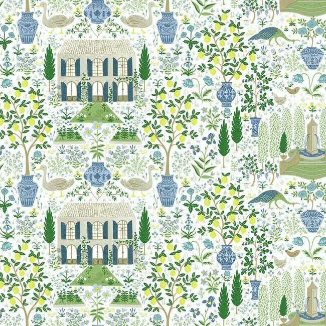 media image for Camont Wallpaper in Blue-Green from the Rifle Paper Co. Collection by York Wallcoverings 22