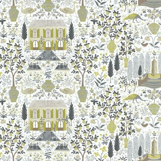 media image for Camont Wallpaper in Linen and Gold from the Rifle Paper Co. Collection by York Wallcoverings 217