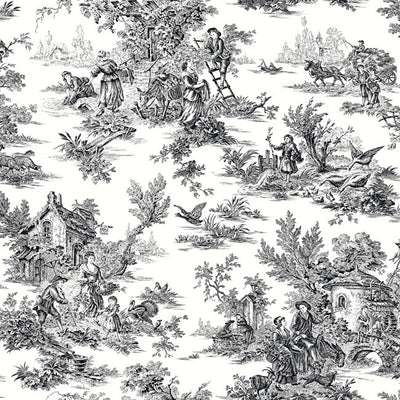 product image for Campagne Toile Wallpaper in Black and White by Ashford House for York Wallcoverings 65