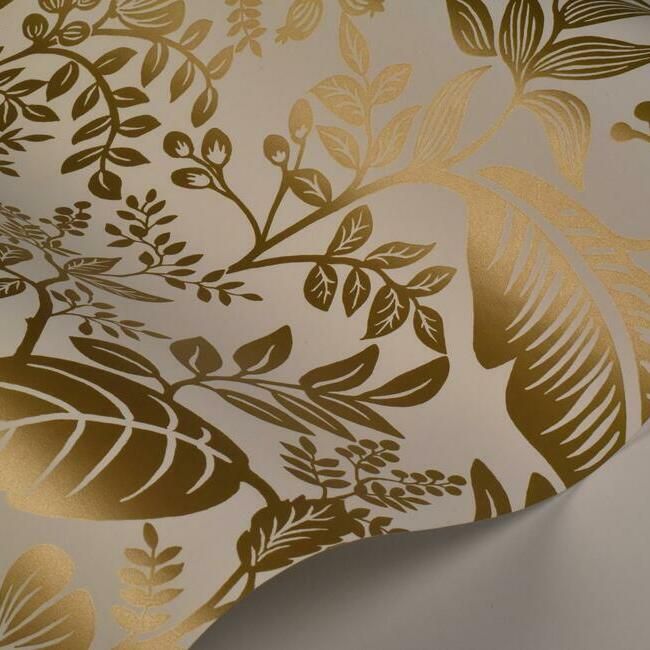 media image for Canopy Wallpaper in Gold and White from the Rifle Paper Co. Collection by York Wallcoverings 216