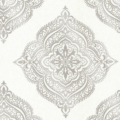 product image of sample capella cream medallion wallpaper from the avalon collection by brewster home fashions 1 50