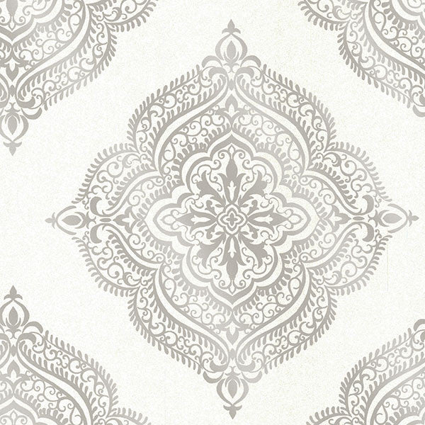 media image for Capella Cream Medallion Wallpaper from the Avalon Collection by Brewster Home Fashions 270
