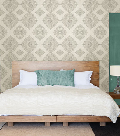 product image for Capella Fog Medallion Wallpaper from the Avalon Collection by Brewster Home Fashions 24