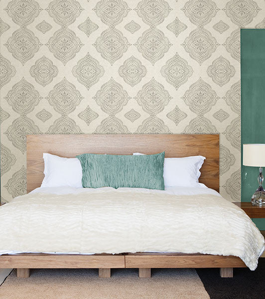 media image for Capella Fog Medallion Wallpaper from the Avalon Collection by Brewster Home Fashions 279