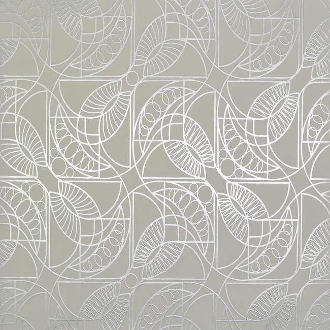 media image for Cartouche Wallpaper in White and Silver by Antonina Vella for York Wallcoverings 271