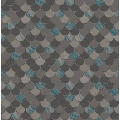 product image of Catalina Scales Wallpaper in Grey, Black, and Blue from the Tortuga Collection by Seabrook Wallcoverings 515