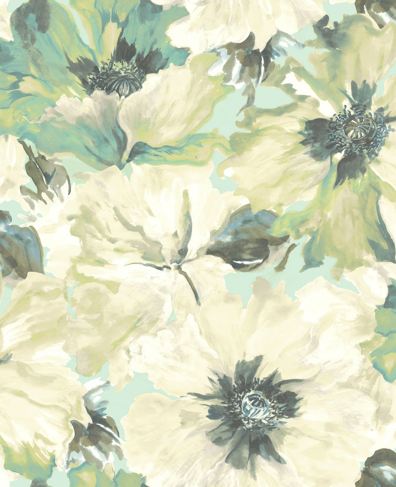 media image for Cecita Floral Wallpaper in Green from the Lugano Collection by Seabrook Wallcoverings 214