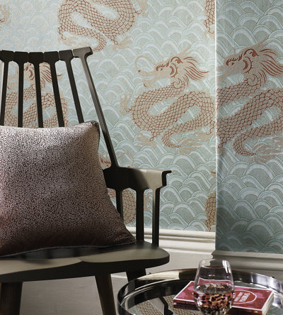 product image for Celestial Dragon Wallpaper in Ice Blue and Rose by Matthew Williamson for Osborne & Little 2