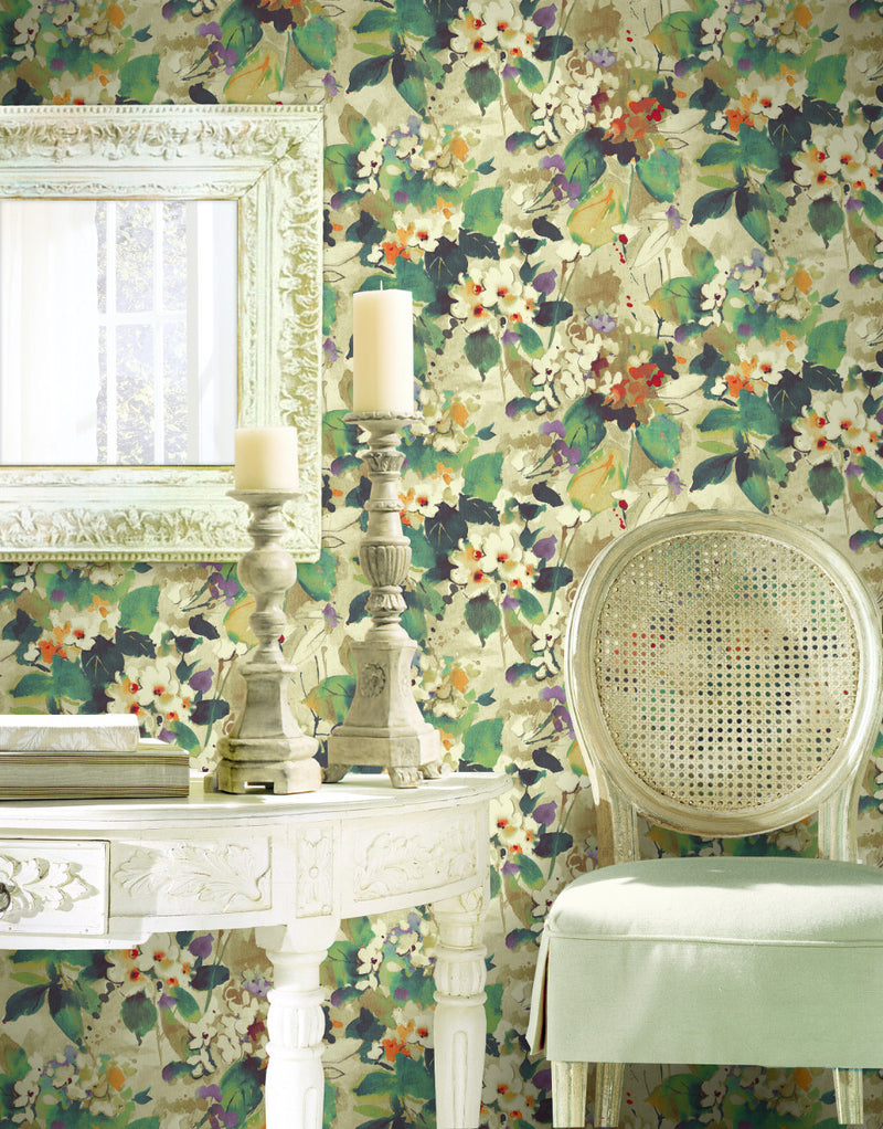 media image for Chambon Floral Wallpaper from the Lugano Collection by Seabrook Wallcoverings 258
