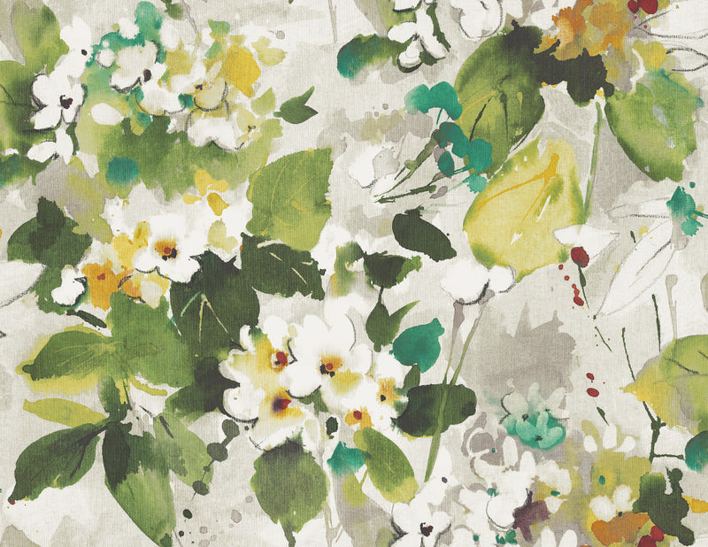 media image for Chambon Floral Wallpaper in Green and Yellow from the Lugano Collection by Seabrook Wallcoverings 279